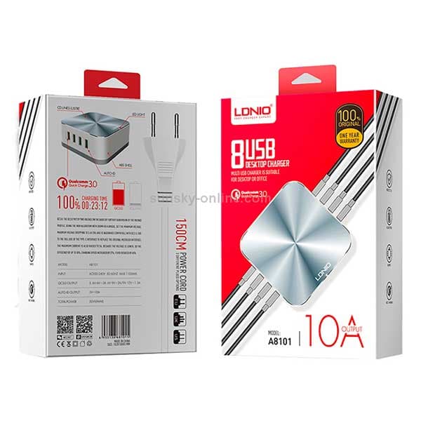 LDNIO A8101 8 x USB Ports QC3.0 Smart Travel Charger